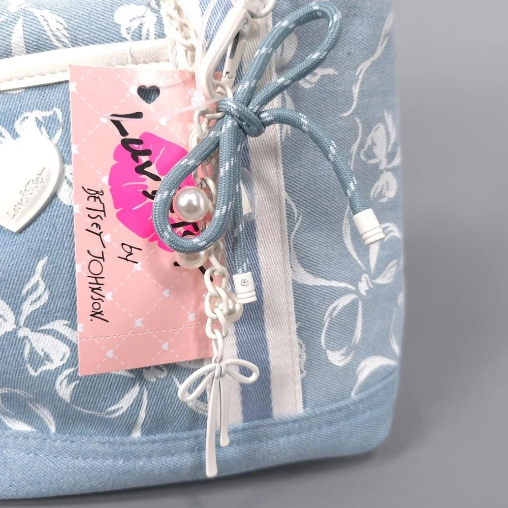 LUV BETSEY BY BETSEY JOHNSON New Bag Crossbody Strap Charm Denim Bows LB102700